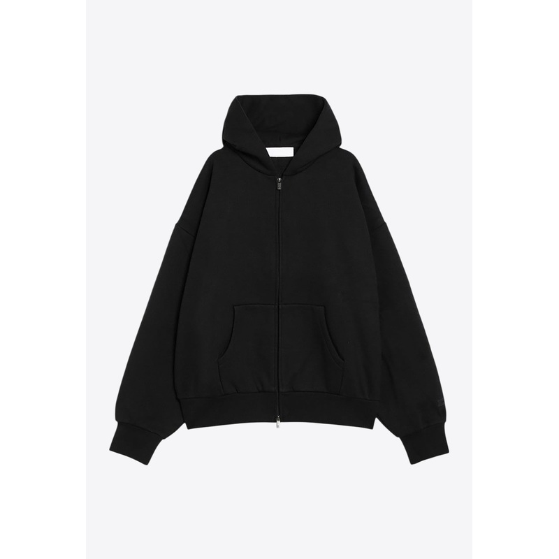 Logo Print Zip-Up Hooded Sweatshirt