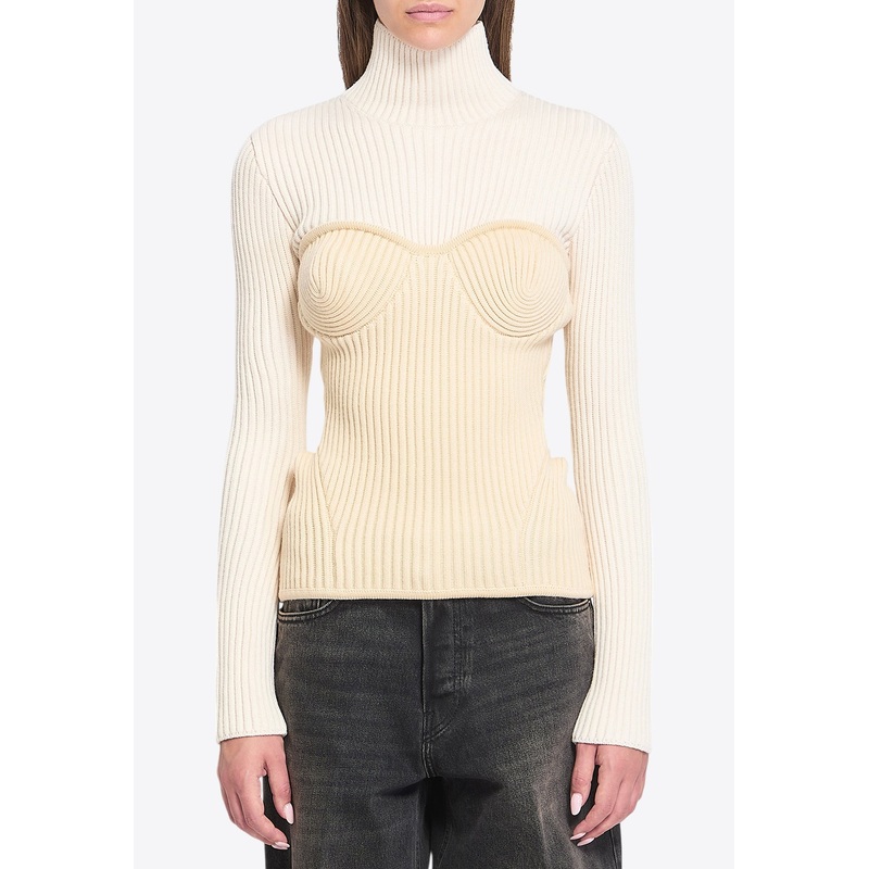 Ribbed High-Neck Sweater