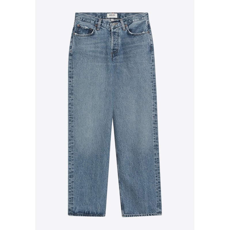 Straight-Leg Faded Jeans