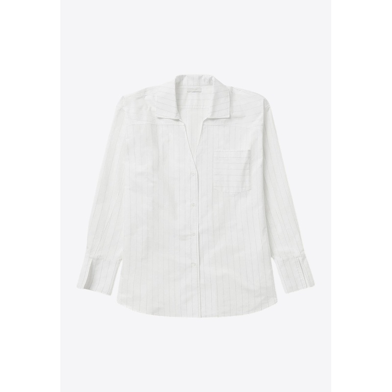 Striped Long-Sleeved Button-Up Shirt