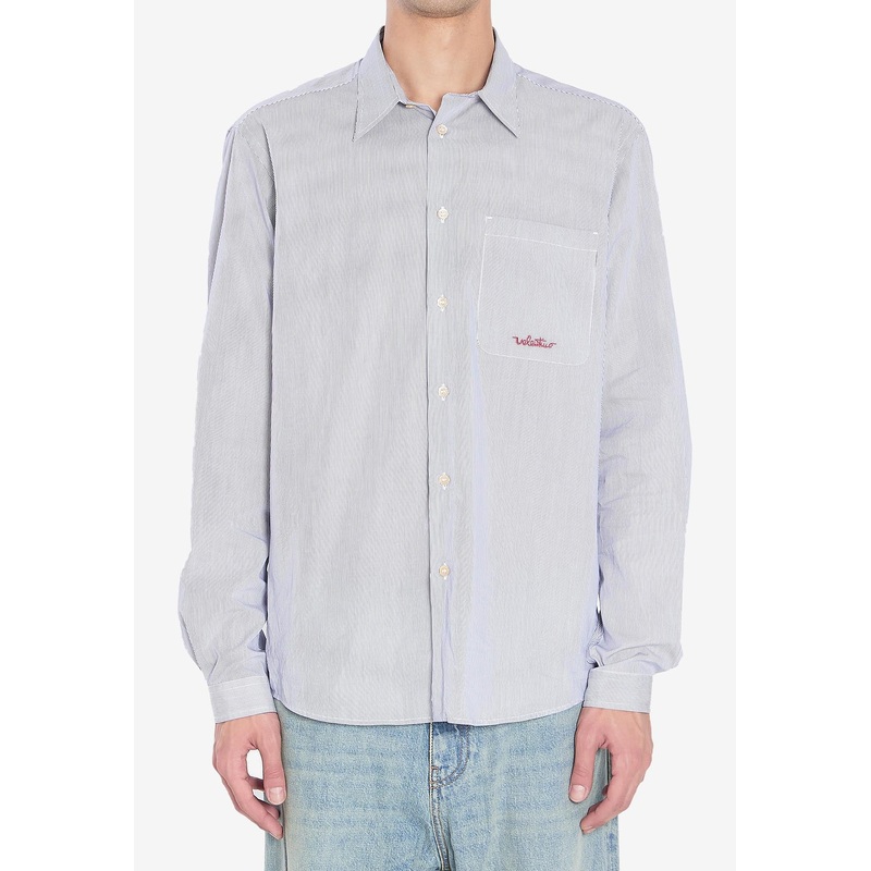 Striped Shirt With Embroidered Logo