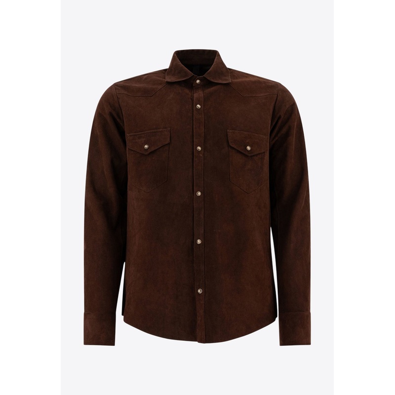 Wayne Long-Sleeved Suede Overshirts
