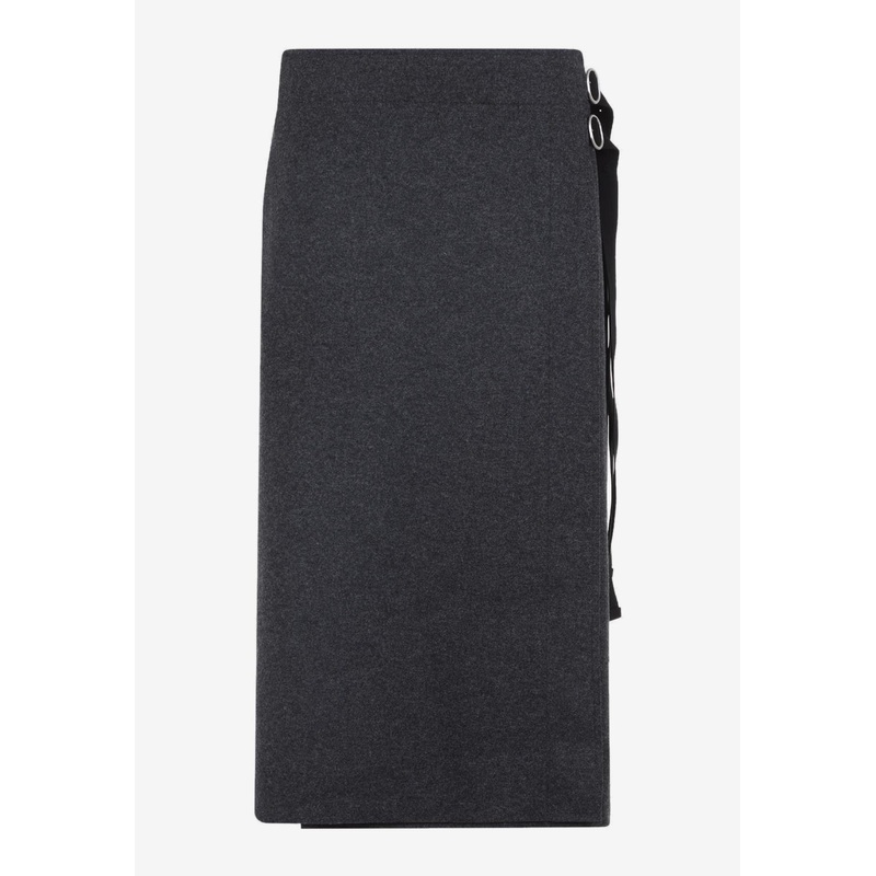 Wrap Wool Midi Skirt