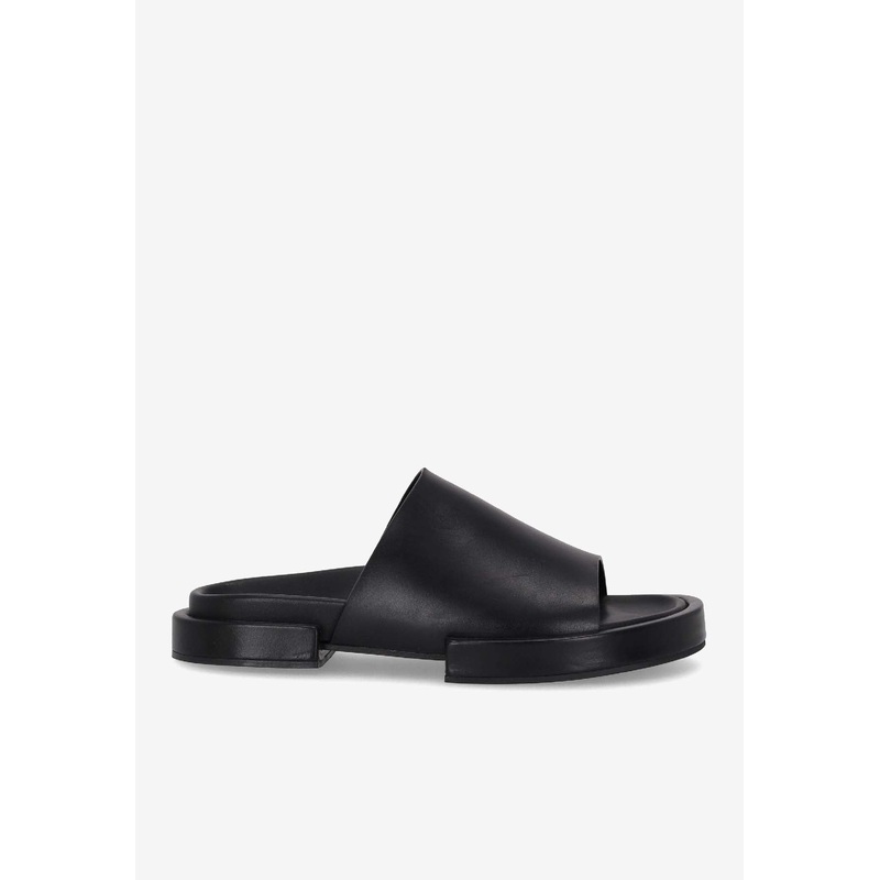Emmanuel Wide strap Leather Slippers