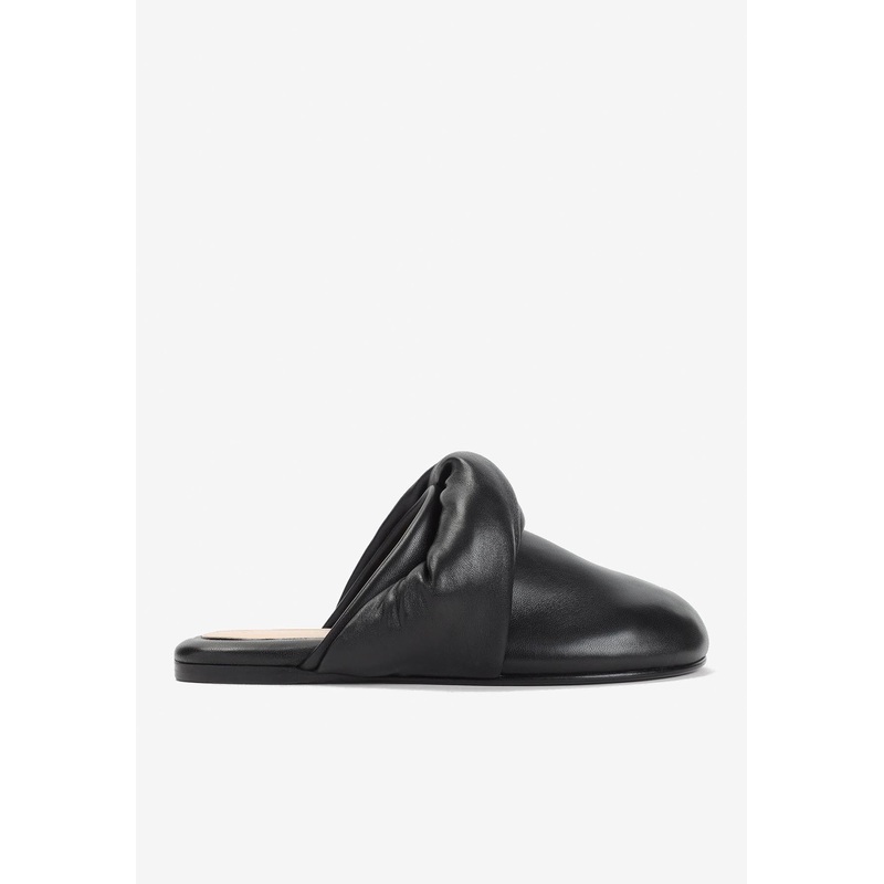 Knotted Leather Flat Mules