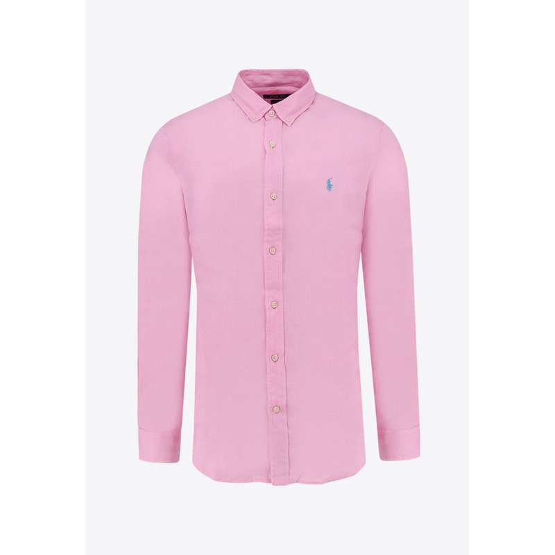 Logo Button-Up Linen Shirt