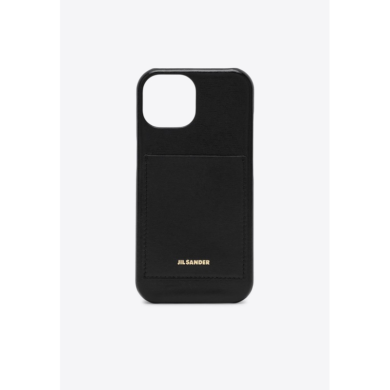 Logo Embossed iPhone 15 Leather Case