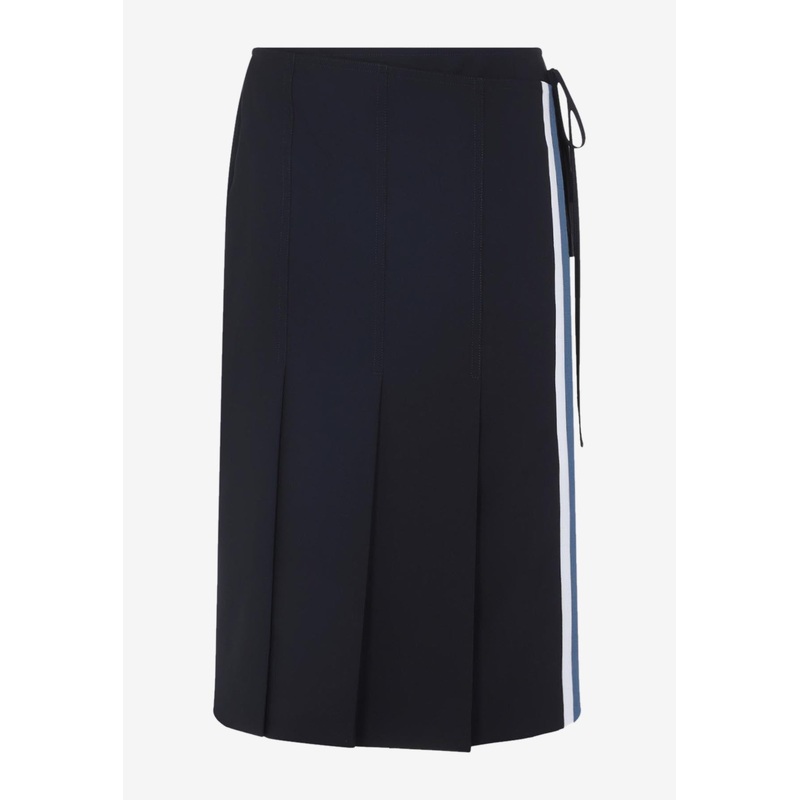 Pleated Virgin Wool Midi Skirt