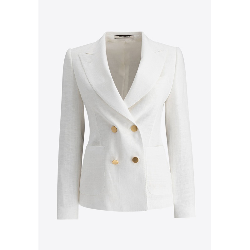 Coral Double-Breasted Slim-Fit Blazer