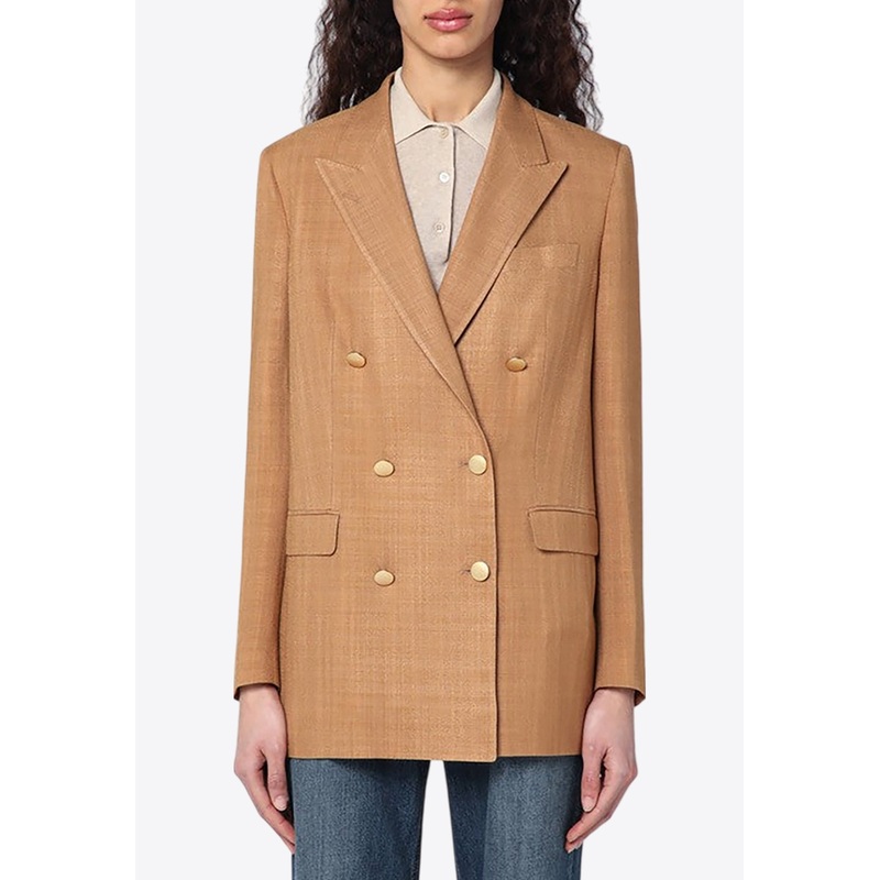 Double-Breasted Buttoned Blazer