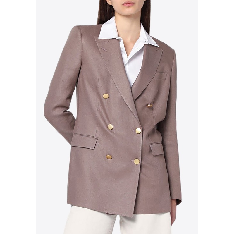 Double-Breasted Linen Blazer