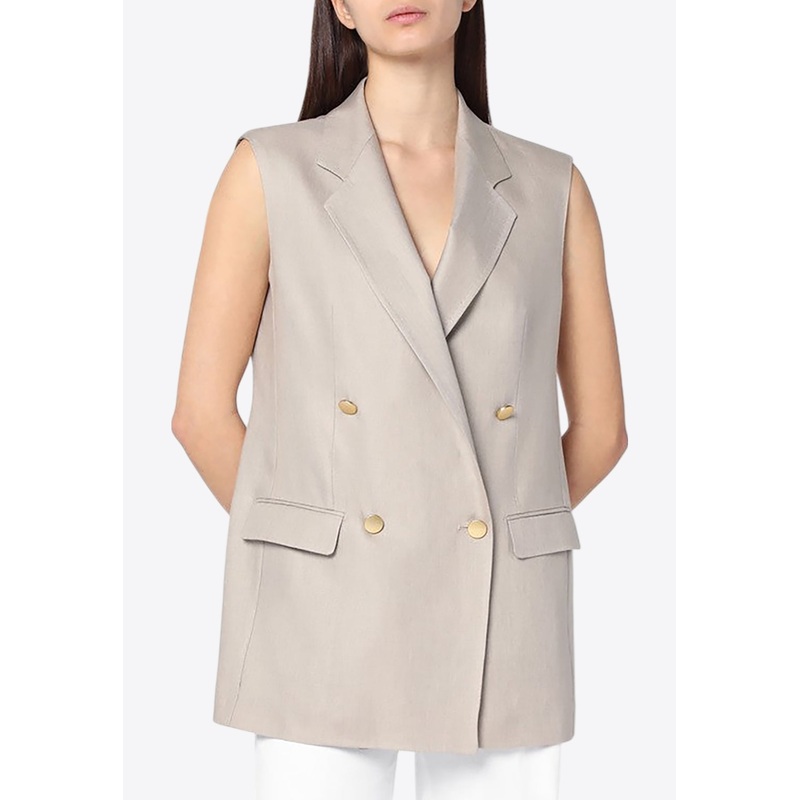 Double-Breasted Linen Vest