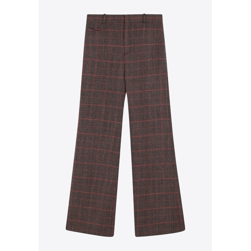 Flared Checked Wool Pants