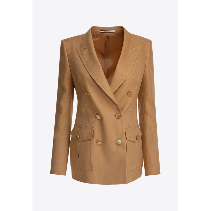 Honey Double-Breasted Linen Blazer