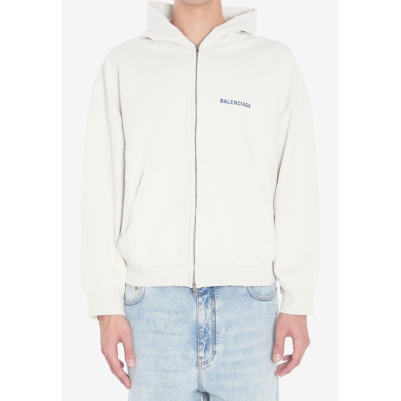 Logo Embroidered Zipped Hoodie