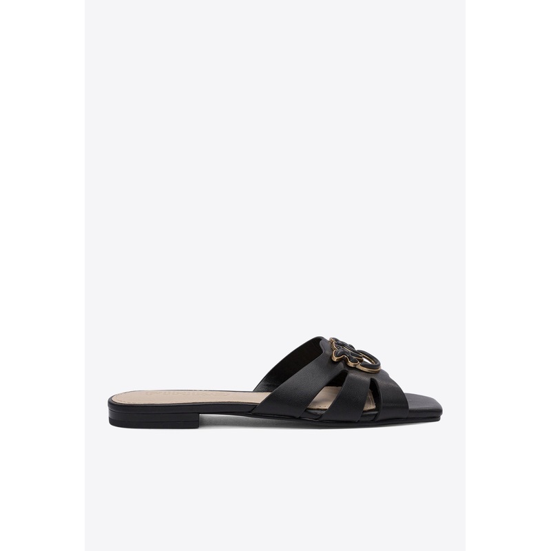 Love Birds Nappa Leather Flat Sandals