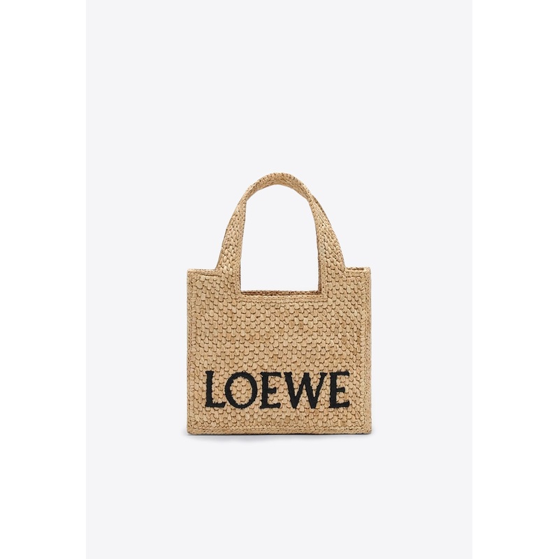 Mini Signature Font Raffia Tote Bag