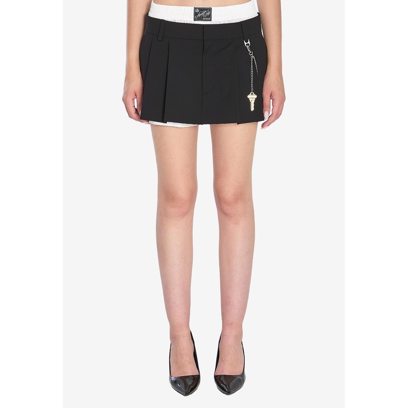 Pre-Styled Hardware Pleated Mini Skirt