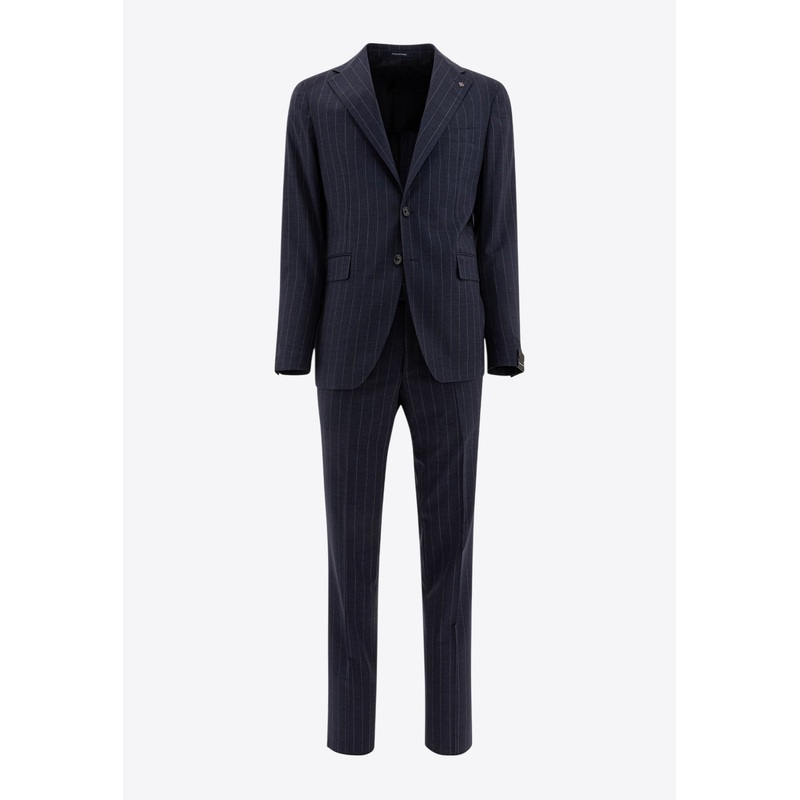 Single-Breasted Pinstriped Wool Suit