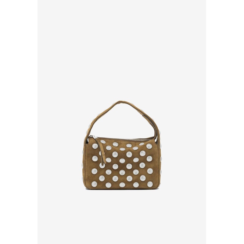 Small Elena Studded Suede Shoulder Bag