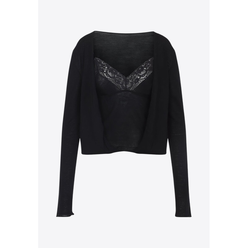 V-neck Lace-Trimmed Sweater