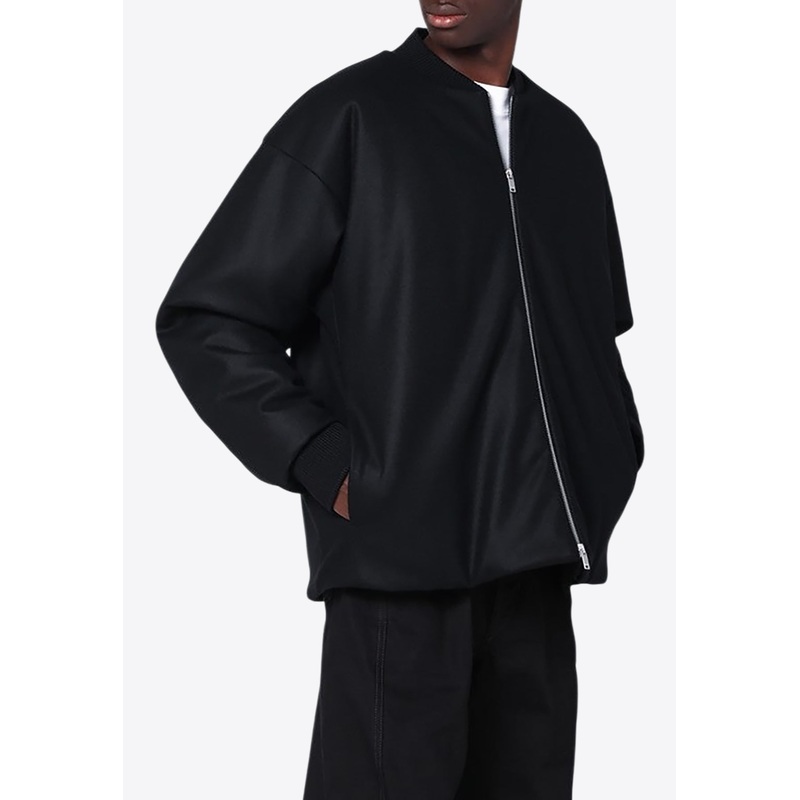 Wool Zip-Up Bomber Jacket