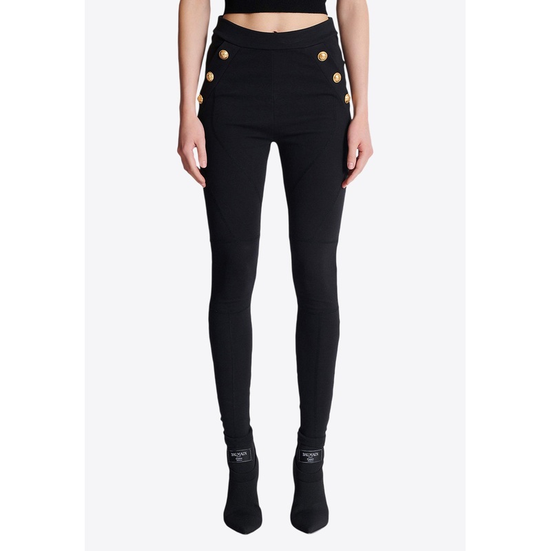 Button Embellished Leggings