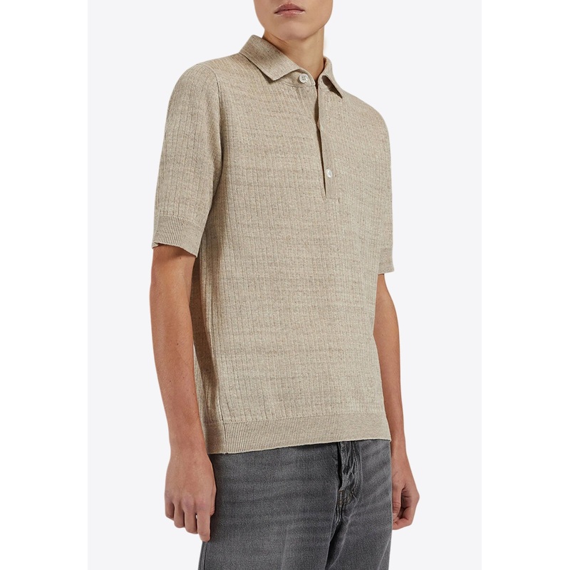 Linen-Blend Polo T-shirt