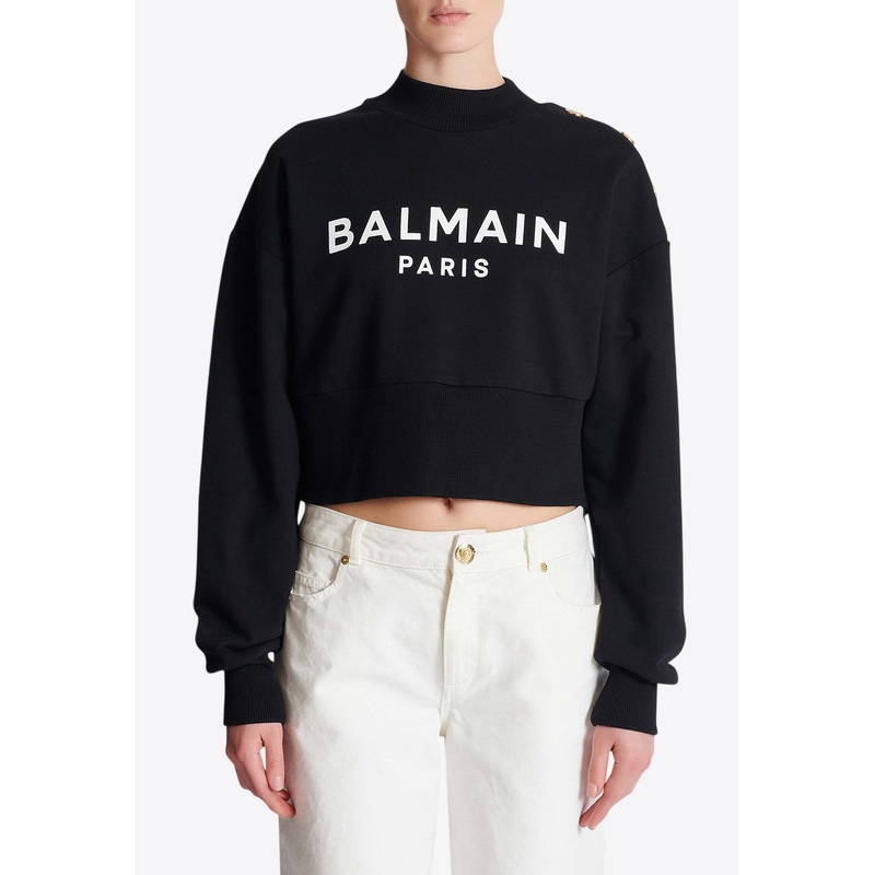 Logo Print Cropped Sweatshirt