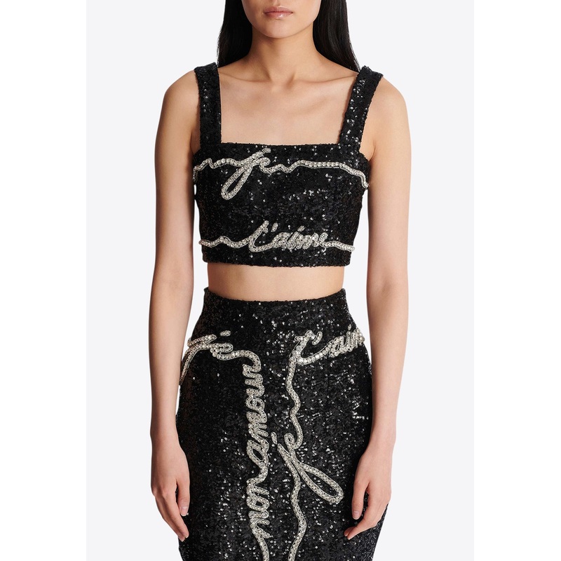 Love Letter Embroidery Cropped Top