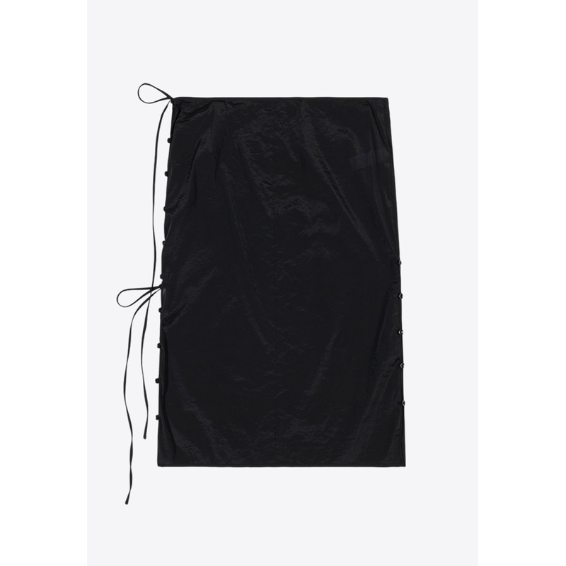 See-Through Button Loop Midi Skirt