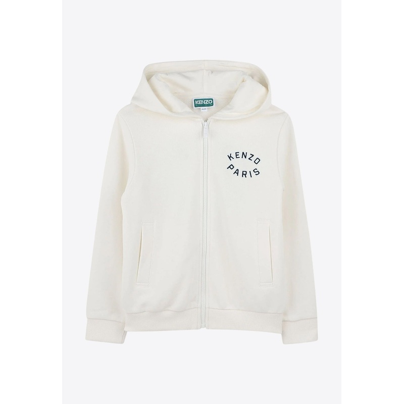Boys Logo Embroidered Zip-Up Hoodie