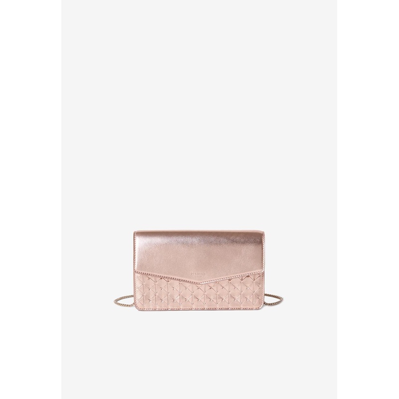 Metallic Mosaico Leather Chain Clutch
