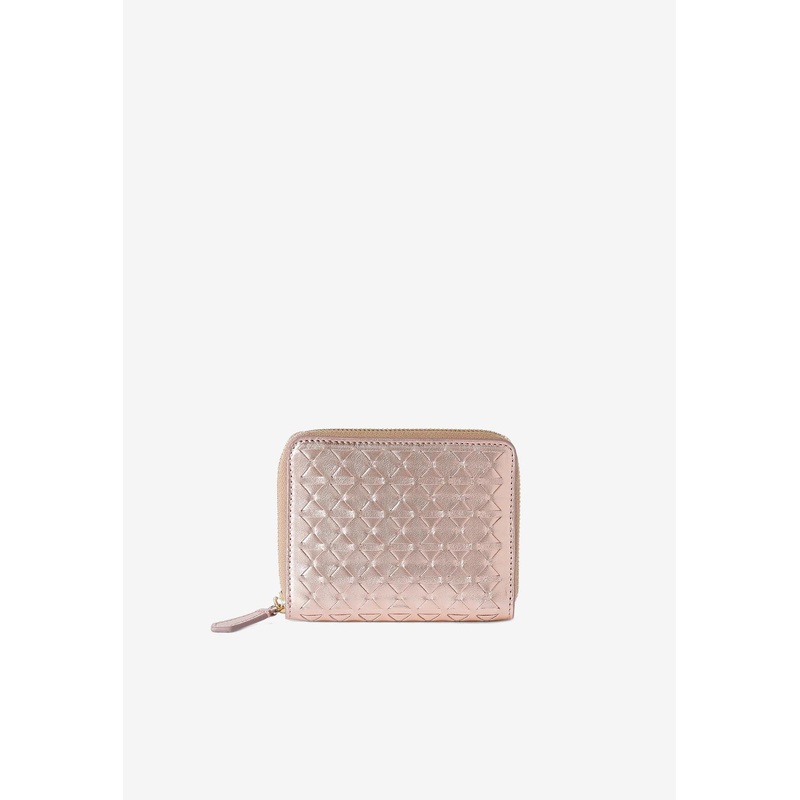 Mini Metallic Mosaico Leather Zip-Around Wallet
