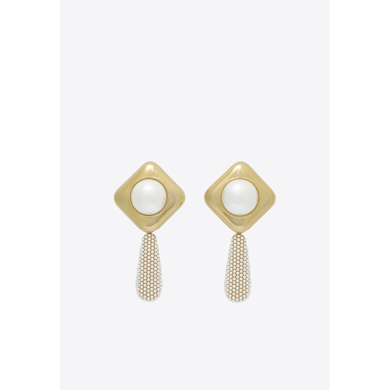 Pearl Crystal Bar Earrings