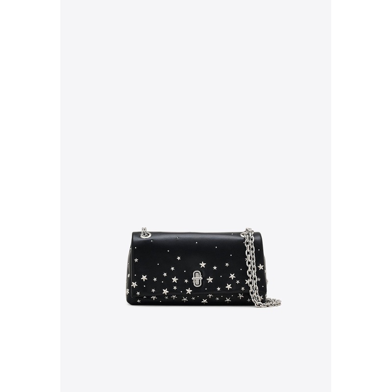 Star-Studded Leather Chain Clutch