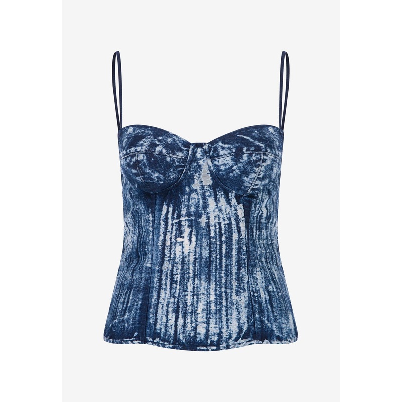 Avalon Bleached Denim Bustier Top