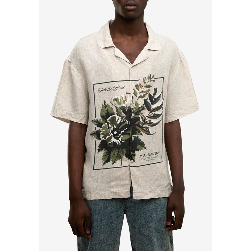 Botanical Print Linen Shirt