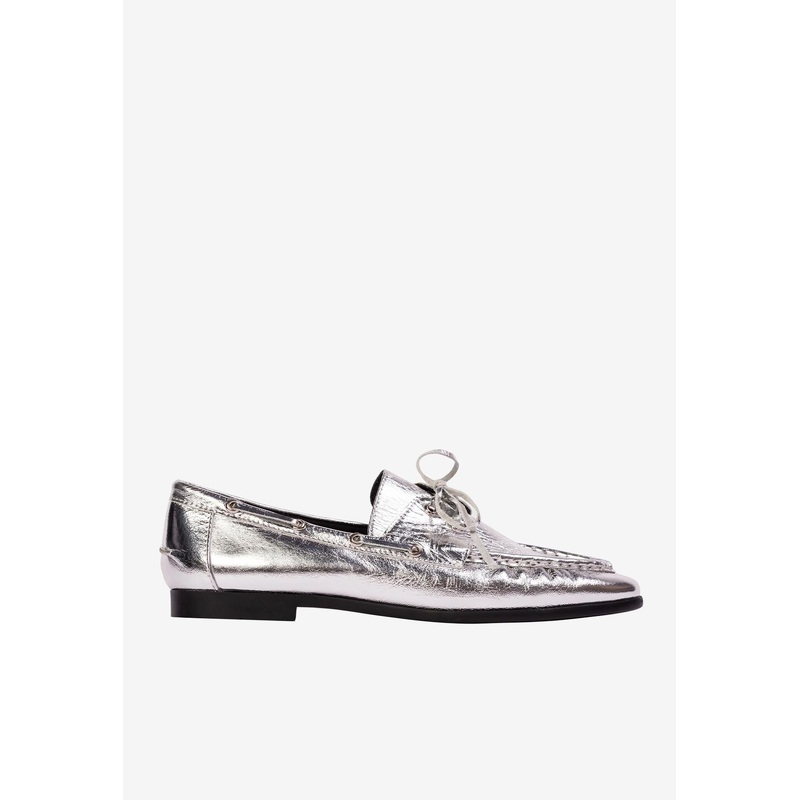 Davy Crinkled Metallic Leather Loafers