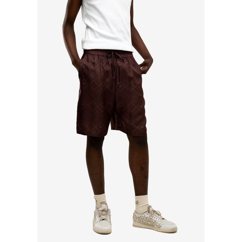 Faded Monogram Print Silk Shorts
