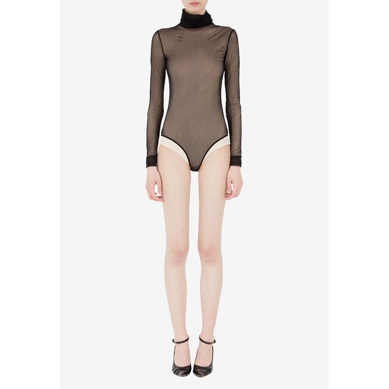 High-Neck Sheer Bodysuit