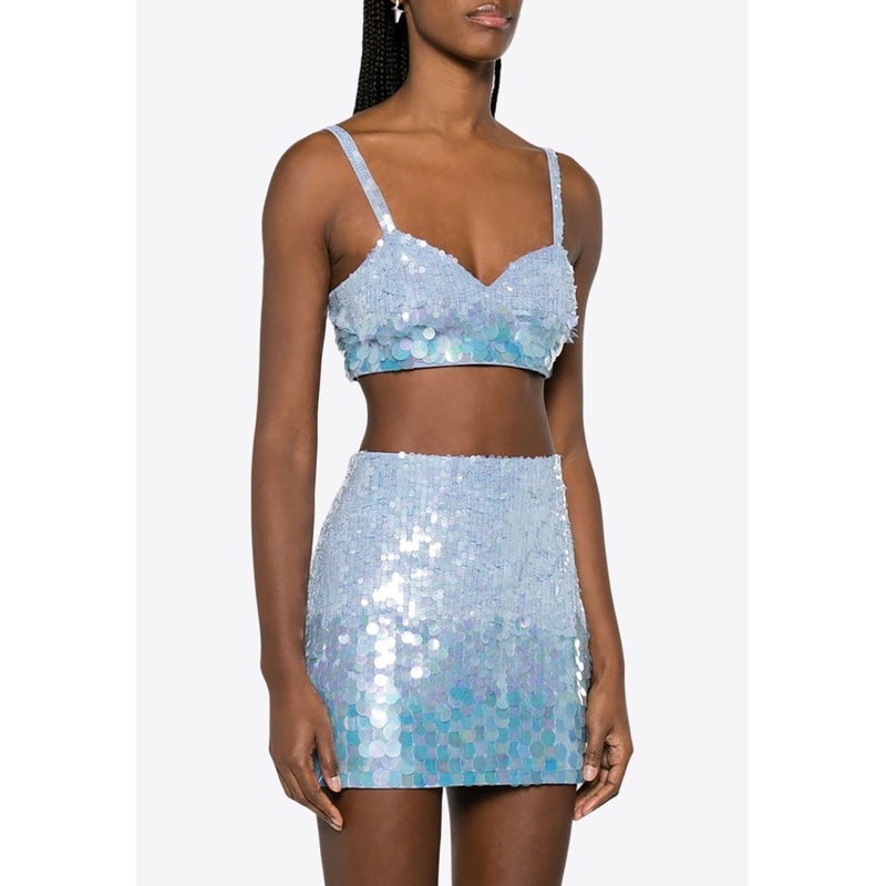 Iridescent Sequins Cropped Top