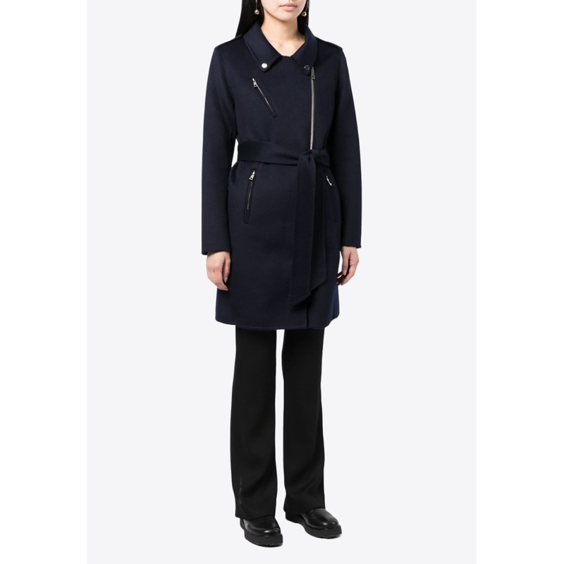 Leak Off-Center Zip-Up Wool Coat