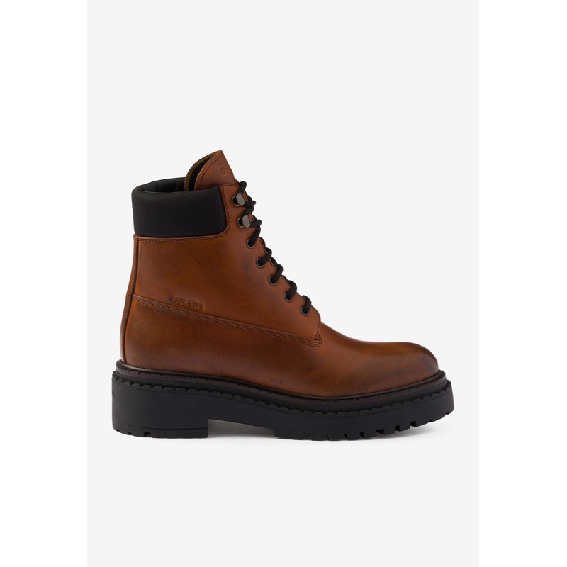 Leather Lace-Up Ankle Boots