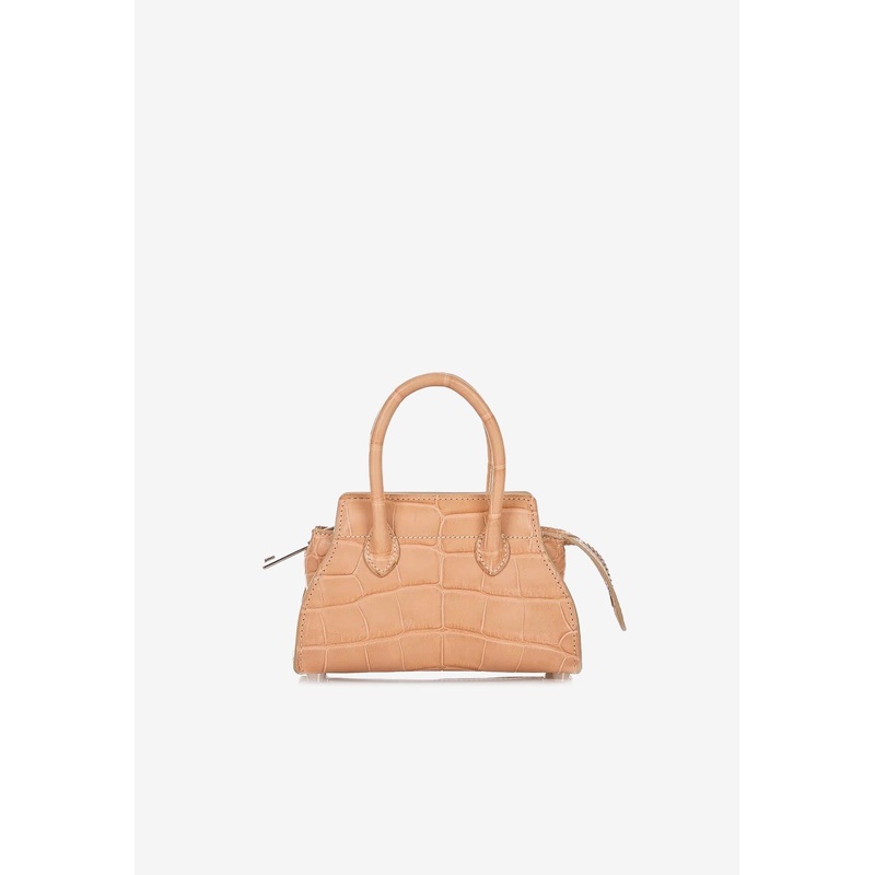Mini Patti Croc-Embossed Leather Top Handle Bag