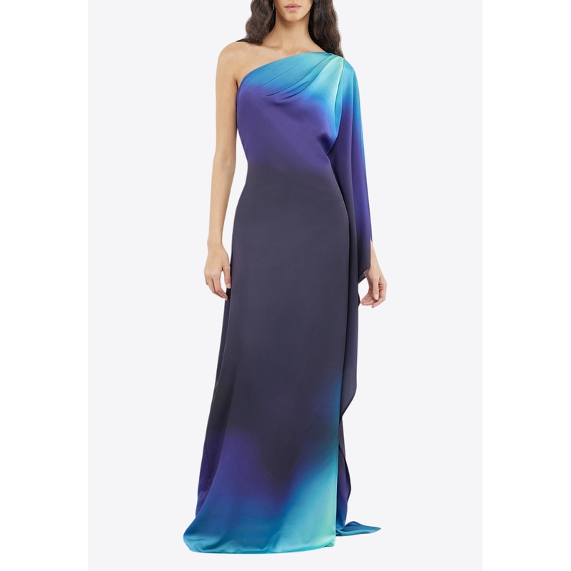 One-Shoulder Ombre Satin Gown