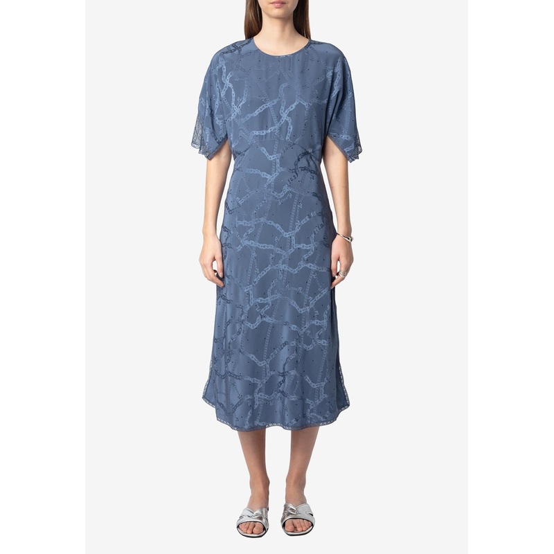 Rey Chain Jacquard Silk Midi Dress