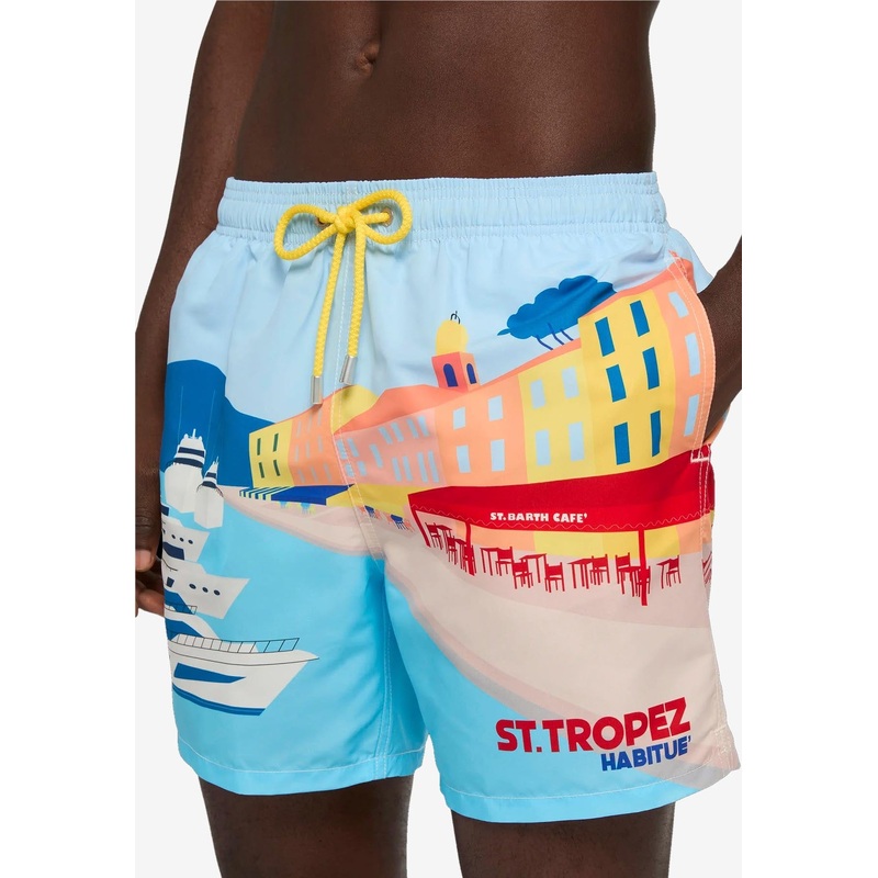 St. Tropez Postcard Print Swim Shorts
