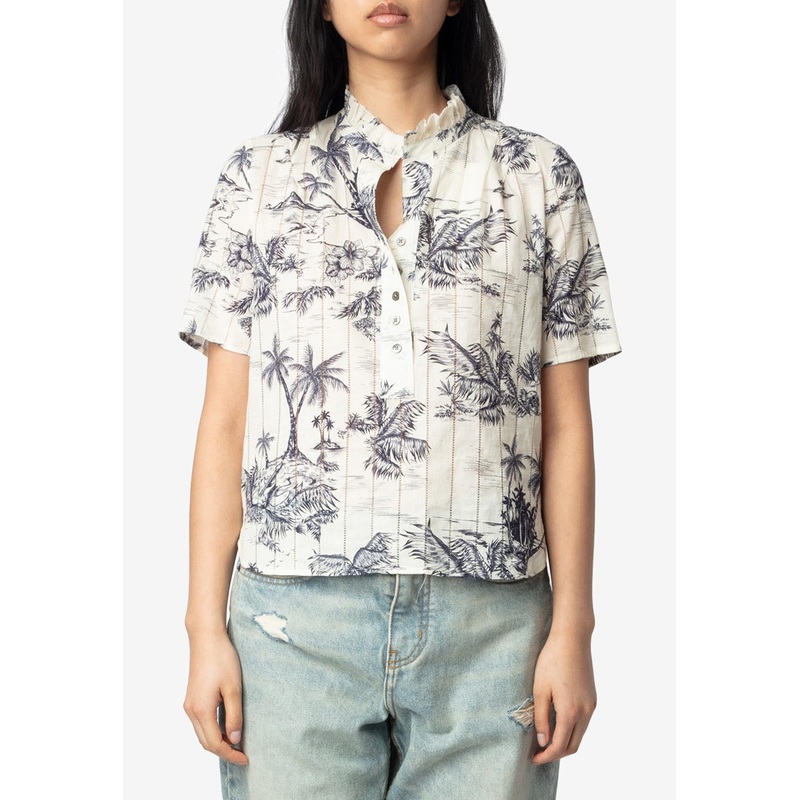 Topher Tropical Island Print Top