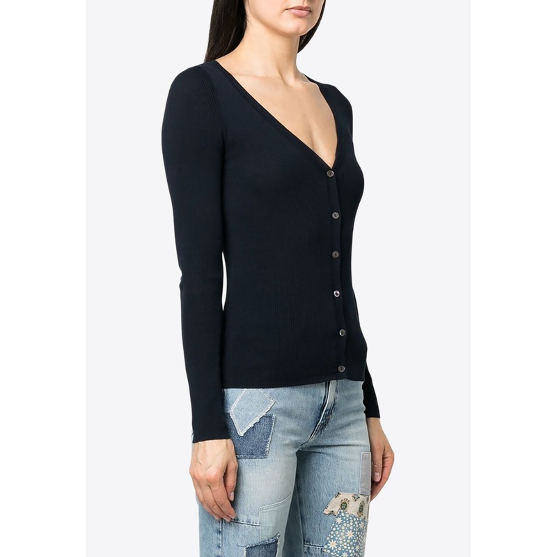 V-neck Ribbed Knit Cardigan